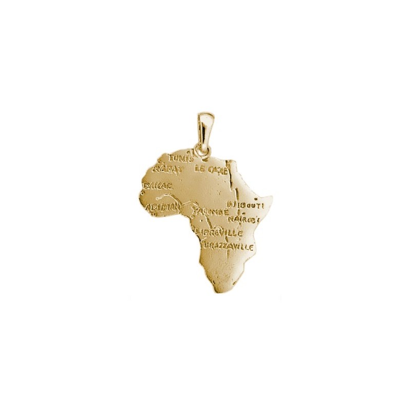 Pendentif carte Afrique plaqué or moyen modèle - La Petite Française