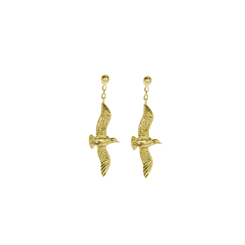 Boucles d'oreilles pendantes mouettes plaqué or - La Petite Française