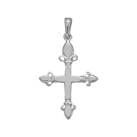 Croix fleur de Lys argent - 30 MM - La Petite Française