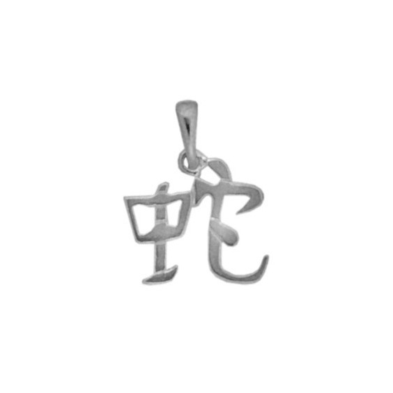 Pendentif signe chinois serpent argent