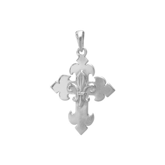 Croix fleur de Lys argent - 29 MM - La Petite Française