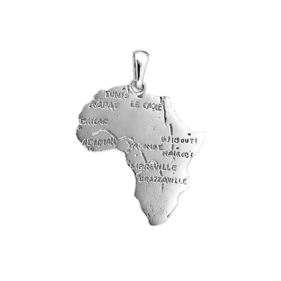 Pendentif carte Afrique argent moyen modèle - La Petite Française