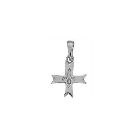 Croix fleur de Lys argent - 13 MM - La Petite Française