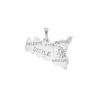 Pendentif carte Sicile et volcan Etna argent - La Petite Française