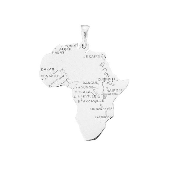 Pendentif carte Afrique argent grand modèle - La Petite Française