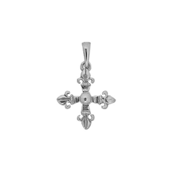 Croix fleur de Lys Or 9 carats gris - 19 MM - La Petite Française