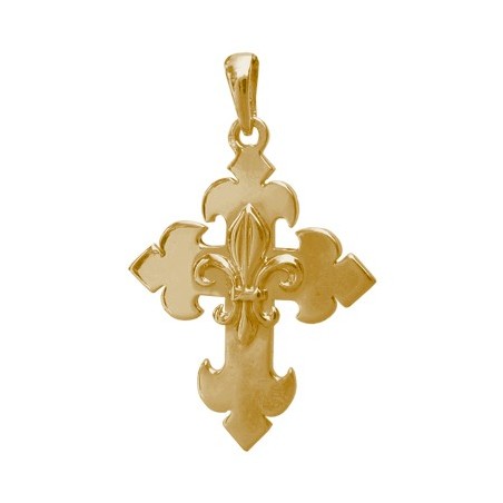 Croix fleur de Lys Or 9 carats jaune - 29 MM - La Petite Française