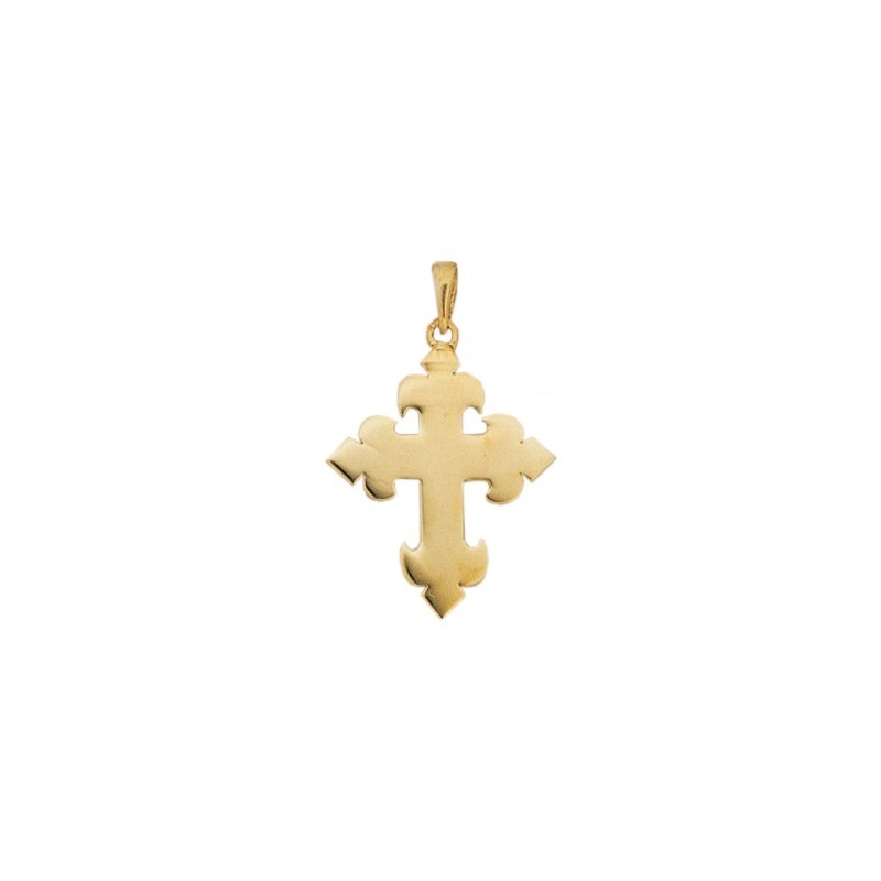 Croix fleur de Lys Or 9 carats jaune - 30 MM - La Petite Française