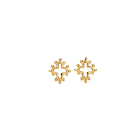 Boucles d'oreilles croix Occitane Or 9 carats jaune - La Petite Française