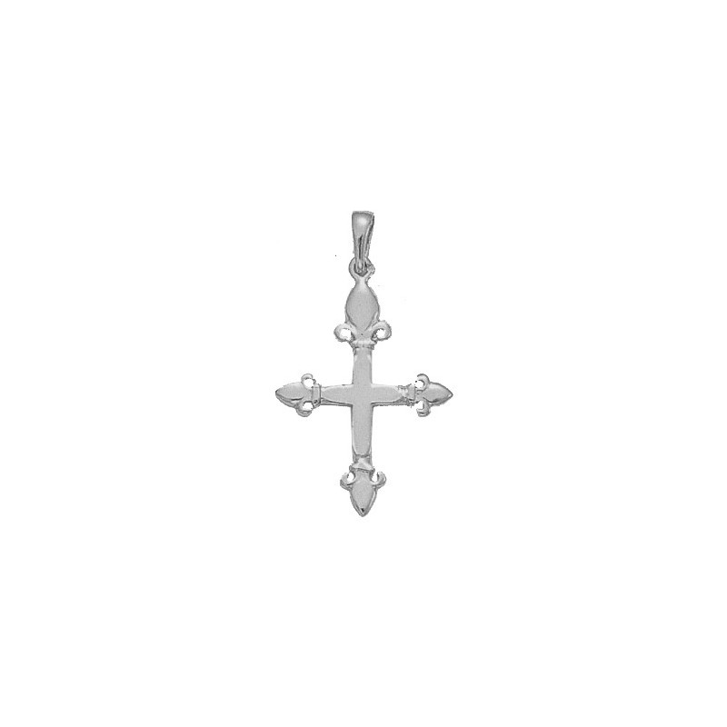 Croix fleur de Lys Or 9 carats gris - 30 MM - La Petite Française
