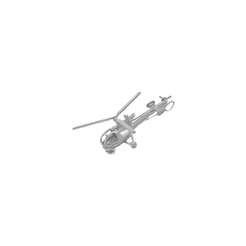 Pendentif hélicoptère Alouette III Or 9 carats gris - La Petite Française