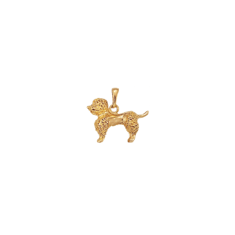 Pendentif chien Caniche Or 9 carats jaune - 21 MM - La Petite Française