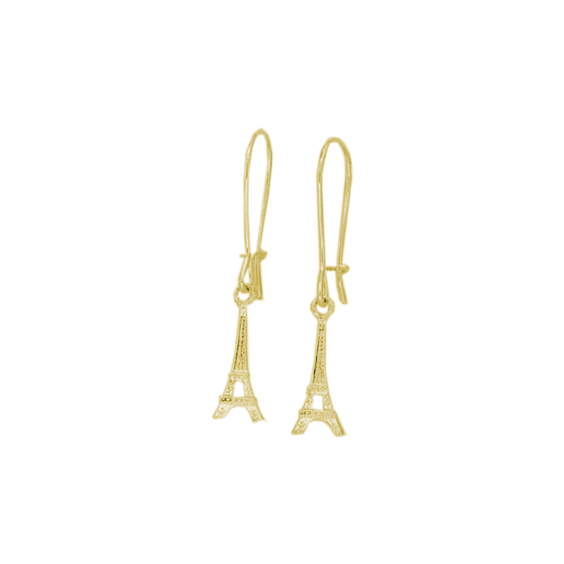 Boucles d'oreilles pendantes tour Eiffel Or 9 carats jaune - La Petite Française