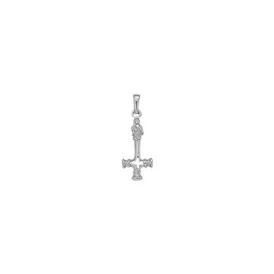 Pendentif amulette viking croix renversée Or 9 carats gris - La Petite Française