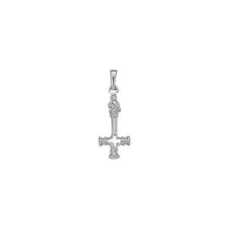 Pendentif amulette viking croix renversée Or 9 carats gris - La Petite Française