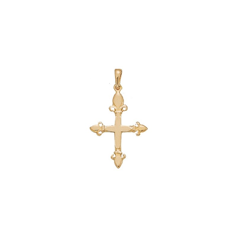 Croix fleur de Lys Or 9 carats jaune - 30 MM - La Petite Française