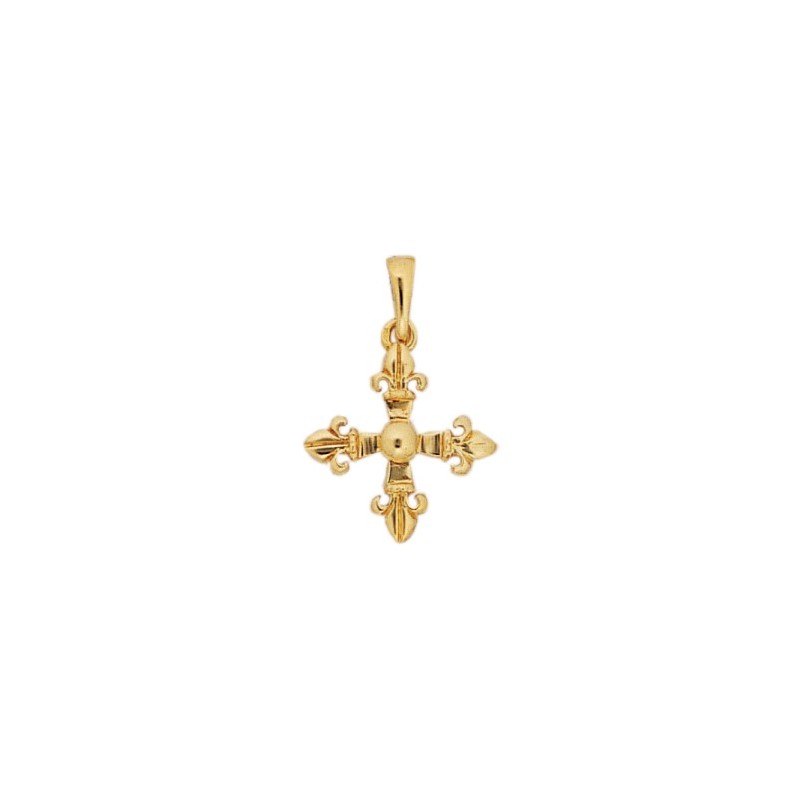Croix fleur de Lys Or 9 carats jaune - 19 MM - La Petite Française