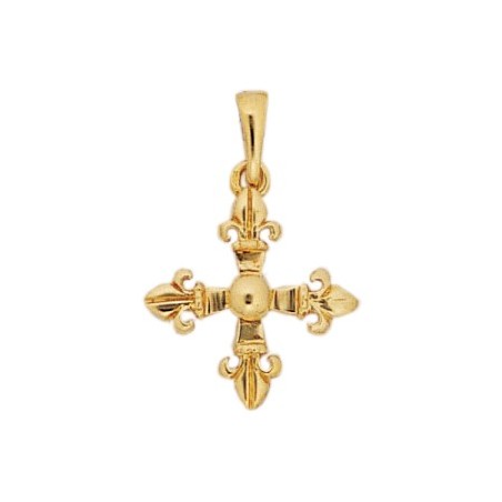 Croix fleur de Lys Or 9 carats jaune - 19 MM - La Petite Française