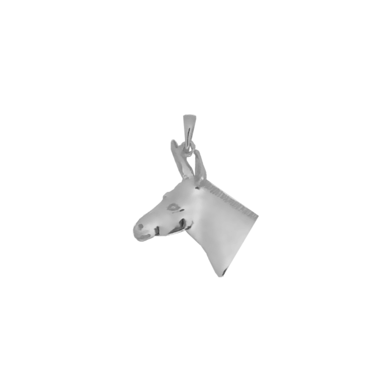 Pendentif tête d'âne Or 18 carats gris - 34 MM - La Petite Française
