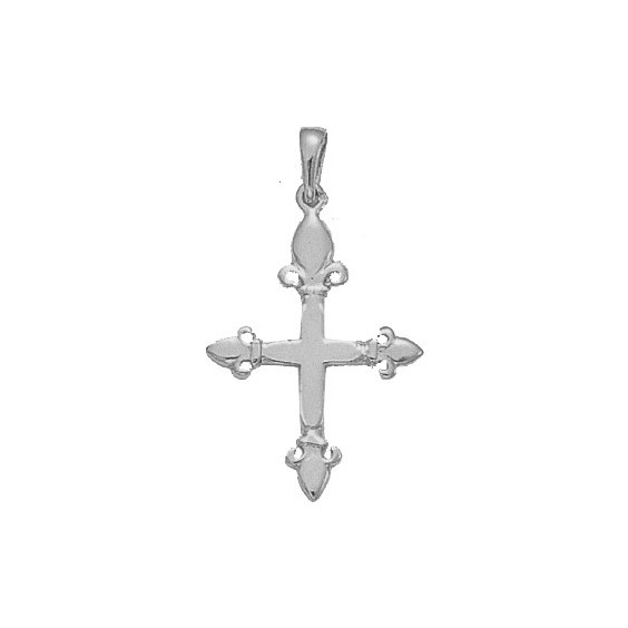 Croix fleur de Lys Or 18 carats gris - 30 MM - La Petite Française