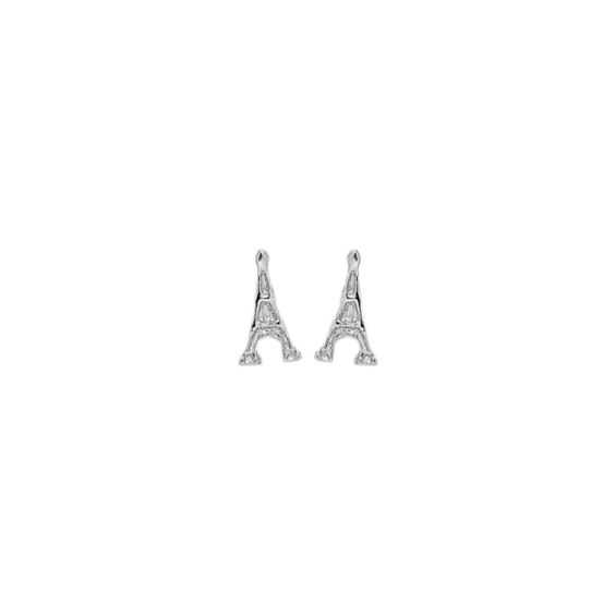 Boucles d'oreilles tour Eiffel Or 18 carats gris - La Petite Française