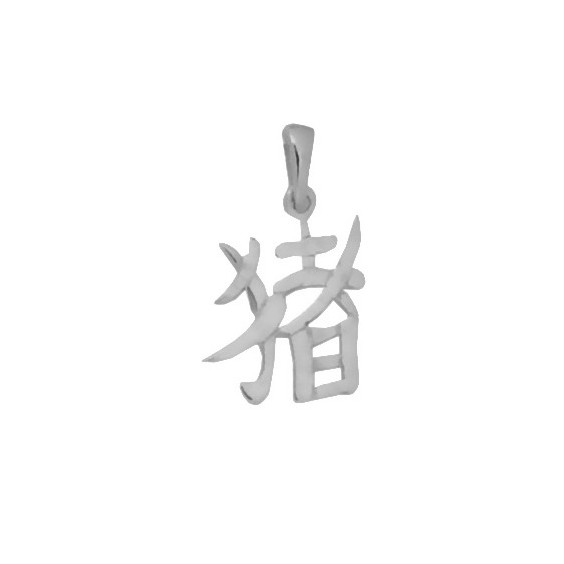 Pendentif signe Chinois cochon Or 18 carats gris - La Petite Française