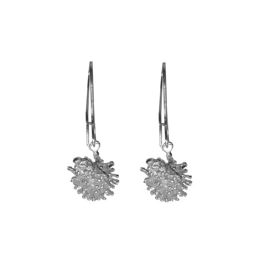 Boucles d'oreilles pendantes hérissons Or 18 carats gris - La Petite Française