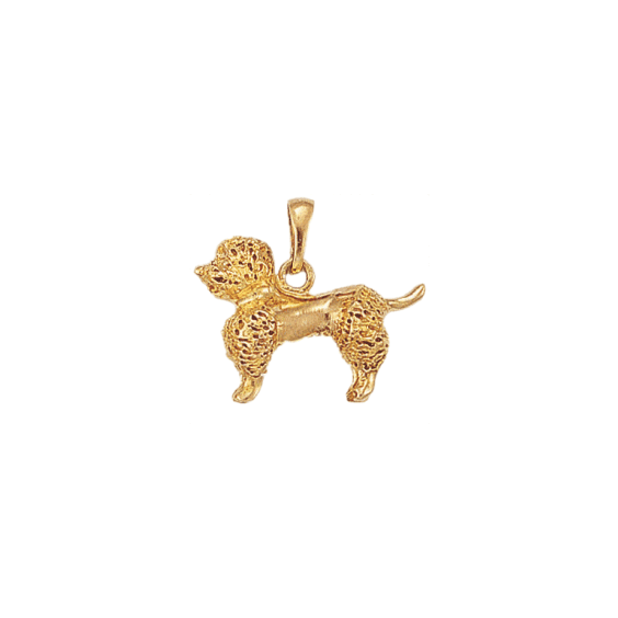 Pendentif chien Caniche Or 18 carats jaune - 21 MM - La Petite Française