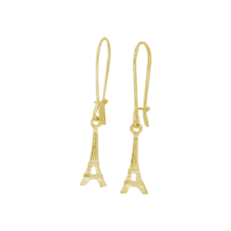 Boucles d'oreilles pendantes tour Eiffel Or 18 carats jaune - La Petite Française