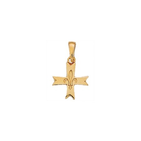 Croix fleur de Lys Or 18 carats jaune - 13 MM - La Petite Française
