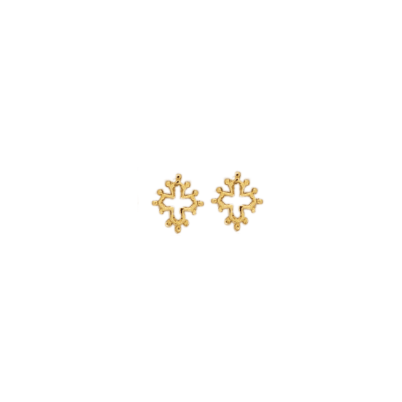 Boucles d'oreilles croix Occitane Or 14 carats jaune - La Petite Française