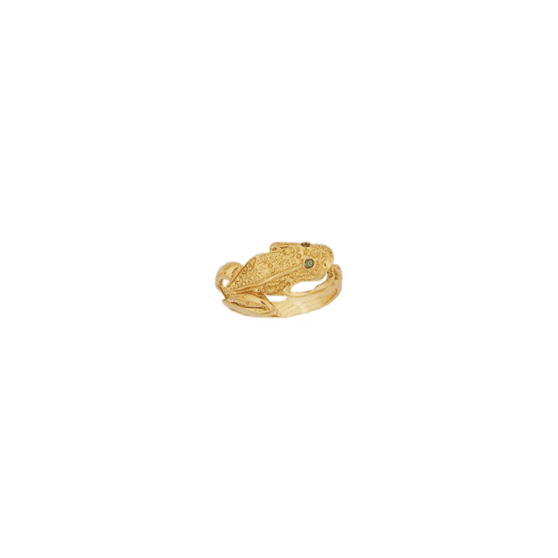 Bague grenouille, yeux émeraudes 585 °/oo jaune - La Petite Française