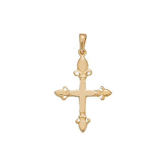 Croix fleur de Lys Or 14 carats jaune - 30 MM - La Petite Française