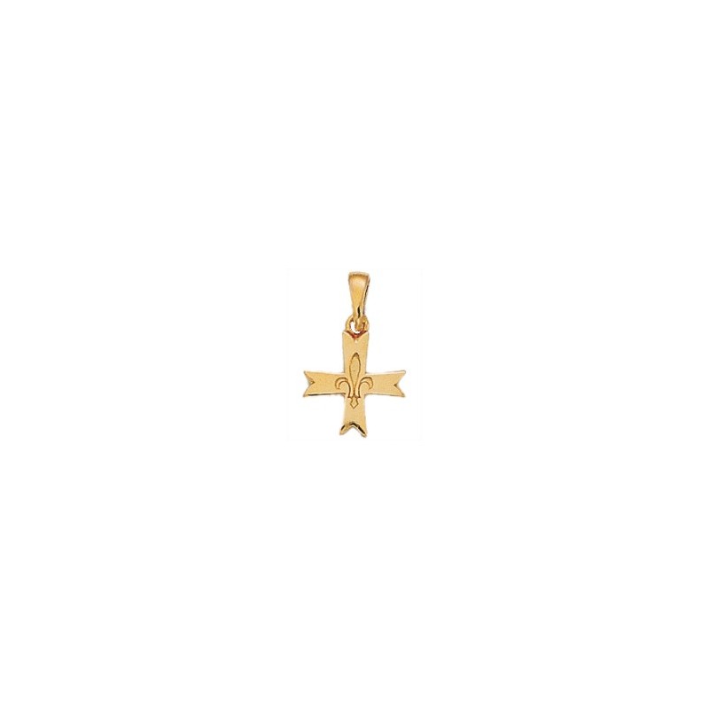 Croix fleur de Lys Or 14 carats jaune - 13 MM - La Petite Française