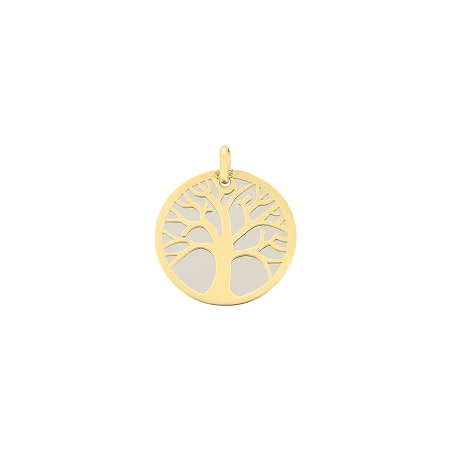 Médaille arbre de vie Or 18 carats jaune et acier - 16 MM - La Petite Française