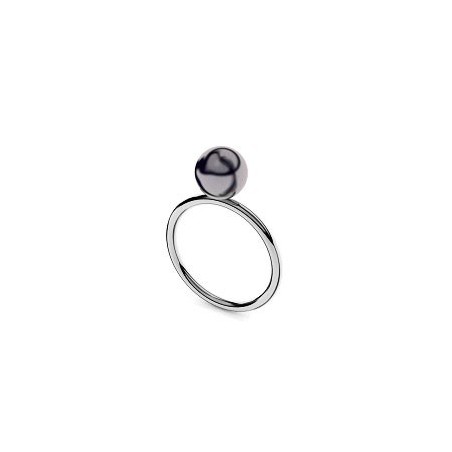 Bague Romy perle noire Or 18 carats gris - 7 MM - La Petite Française