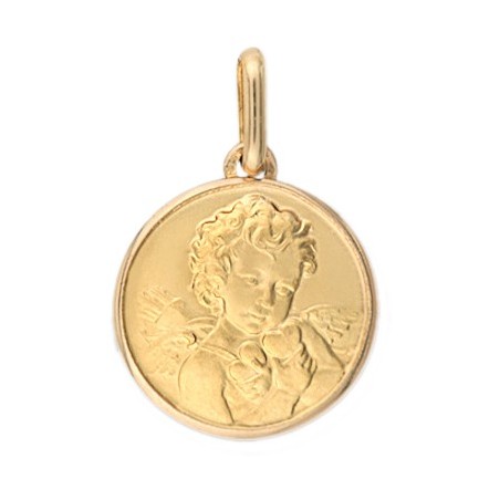 Médaille ange Cupidon - 18 mm - Or 18 carats jaune - La Petite Française