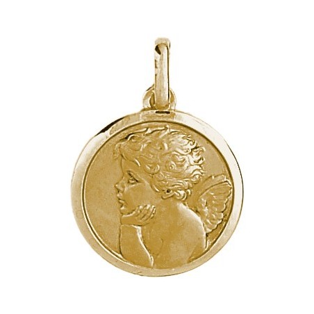 Médaille ange rêveur - 20 mm - Or 18 carats jaune - La Petite Française
