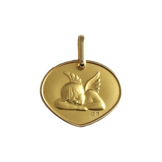 Médaille triangulaire ange Or 18 carats jaune - La Petite Française
