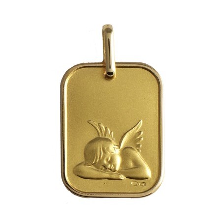 Médaille ange endormi rectangulaire Or 18 carats jaune - La Petite Française