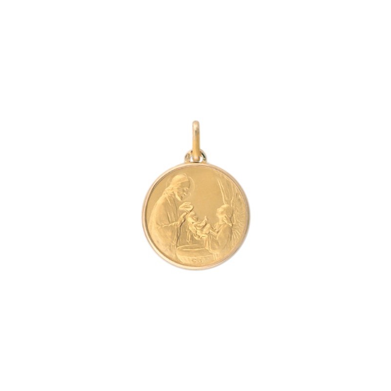 Médaille le baptême - 16 mm - Or 18 carats jaune - La Petite Française Médaille le baptême - 16 mm - Or 18 carats jaune - La Petite Française