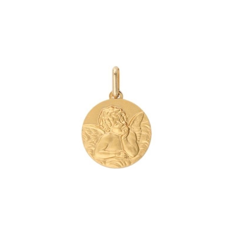 Médaille ange de Raphaël - 18 mm - Or 18 carats jaune - La Petite Française