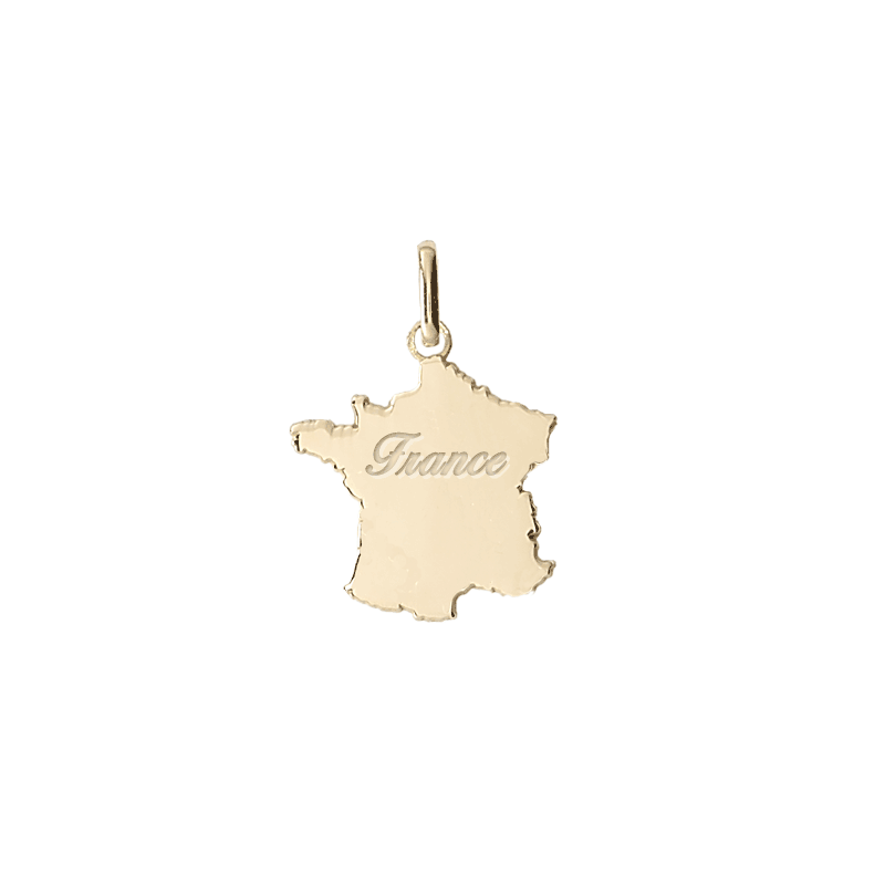 Pendentif carte de France Or 18 carats jaune - France gravée - La Petite Française