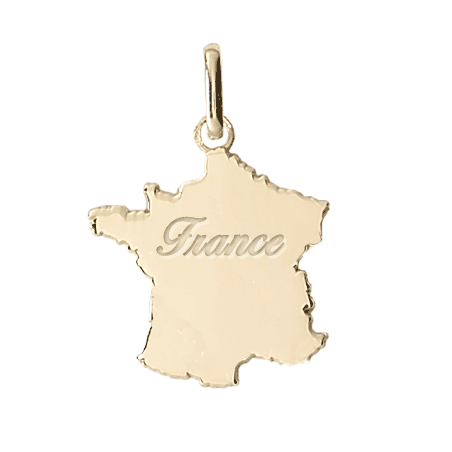 Pendentif carte de France Or 18 carats jaune - France gravée - La Petite Française