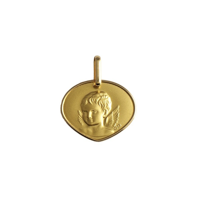 Médaille triangulaire ange Or 18 carats jaune - La Petite Française