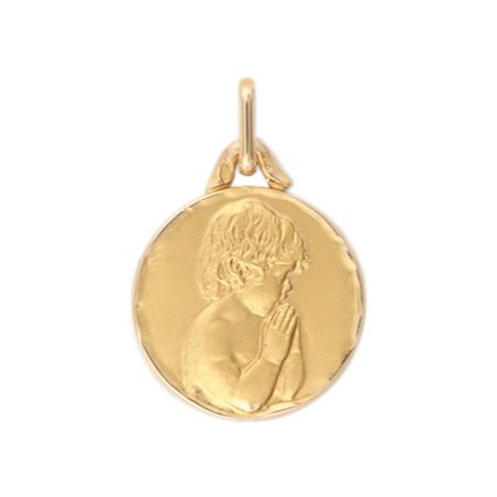 Médaille enfant en prière - 16 mm - Or 18 carats jaune - La Petite Française