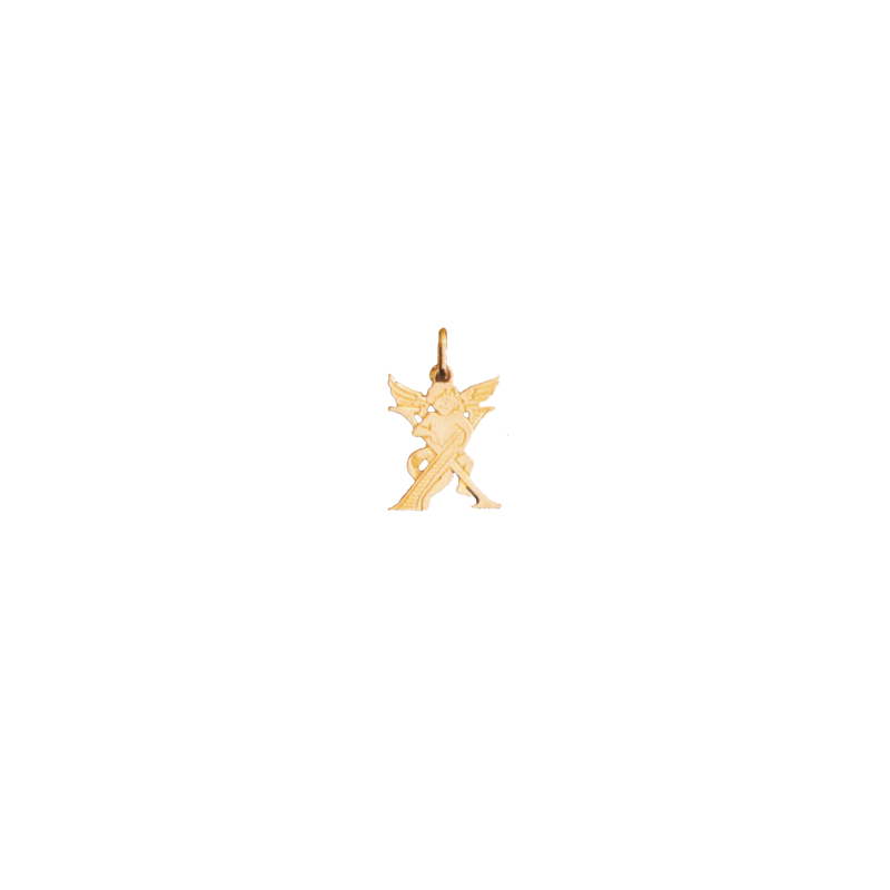Pendentif ange lettre X Or 18 carats jaune - La Petite Française