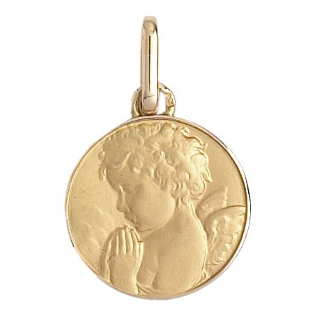Médaille ange en prière - 13 mm - Or 18 carats jaune - La Petite Française