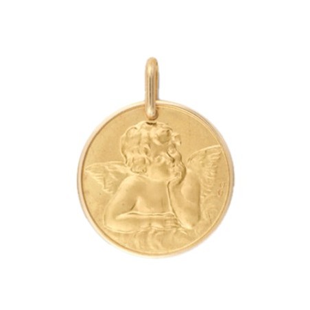 Médaille ange de Raphaël - 17 mm - Or 18 carats jaune - La Petite Française