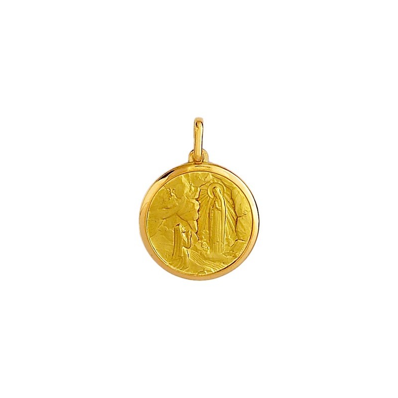 Médaille Sainte Bernadette - 15 mm - Or 18 carats jaune - La Petite Française